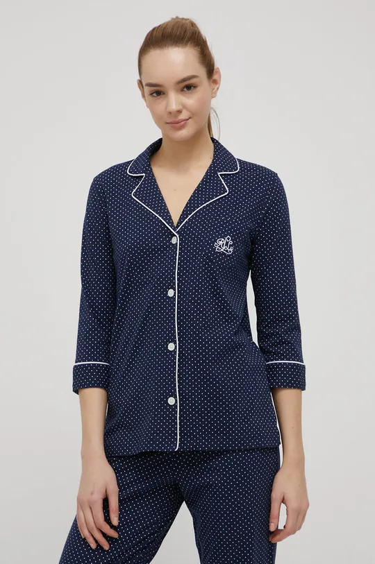 Βαμβακερές πιτζάμες Lauren Ralph Lauren σκούρο μπλε