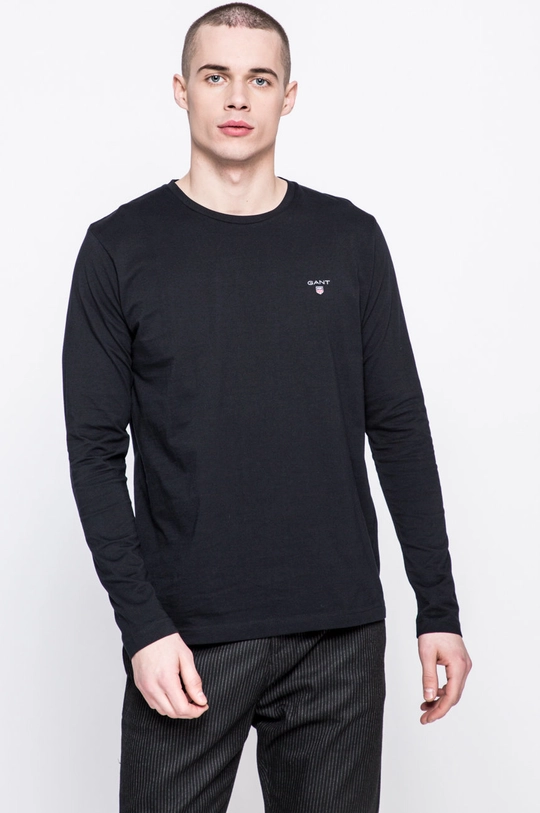 czarny Gant - Longsleeve 234502 Męski