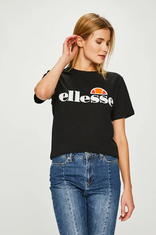 črna Bombažna kratka majica Ellesse Ženski