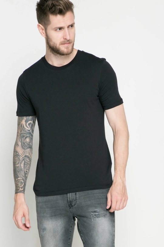 czarny Selected Homme - T-shirt Męski