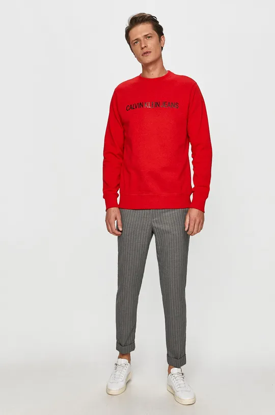 Calvin Klein Jeans - Bavlnená mikina červená
