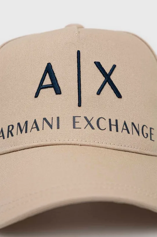 Бавовняна шапка Armani Exchange бежевий