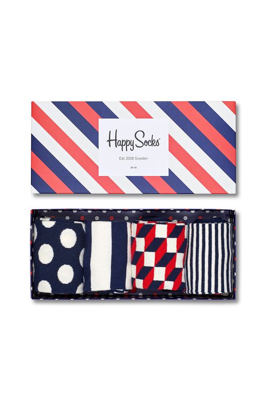 vícebarevná Happy Socks - Ponožky Stripe Gift Box (4-pak) Dámský