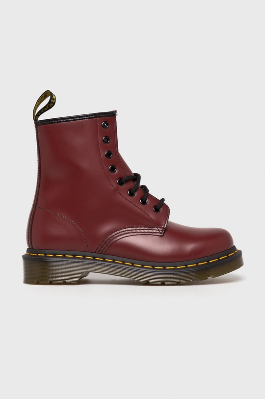 bordowy Dr. Martens - Botki 1460 Smooth Damski