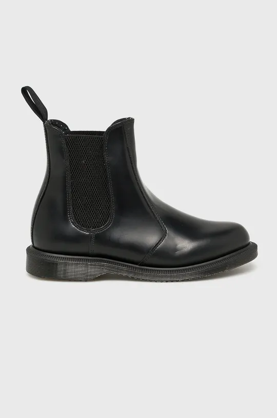 black Dr. Martens leather chelsea boots Flora Women’s