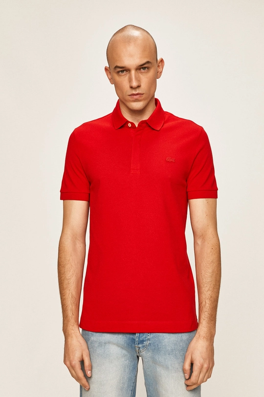 red Lacoste polo shirt