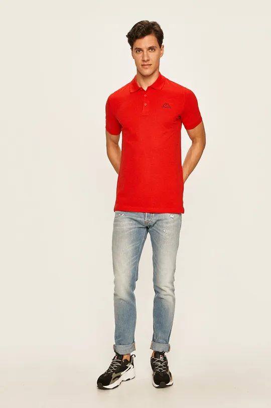 Βαμβακερό μπλουζάκι πόλο Kappa κόκκινο