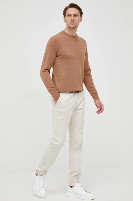 Calvin Klein - Sweter wełniany beżowy