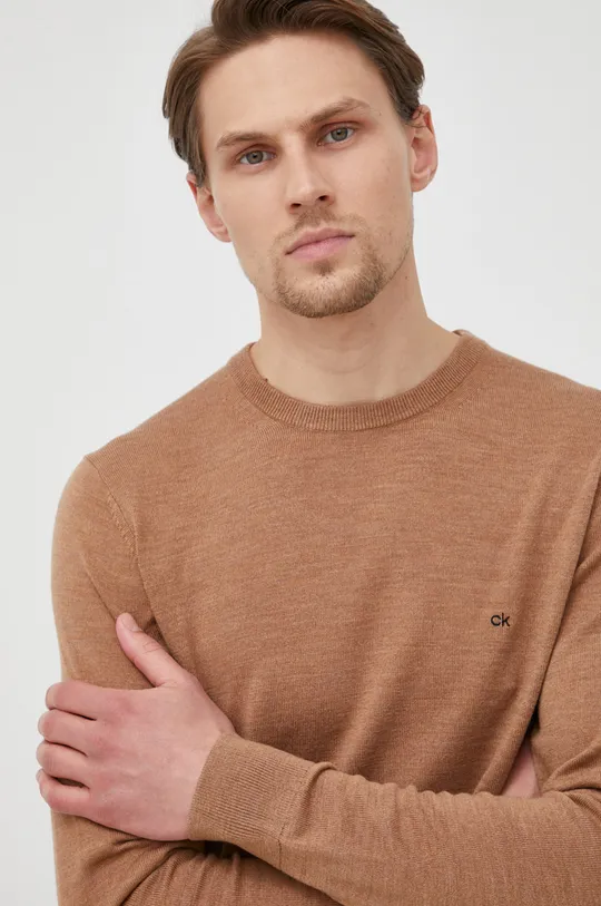 beżowy Calvin Klein - Sweter wełniany