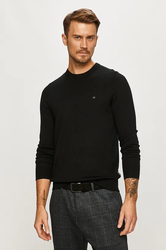 čierna Calvin Klein - Vlnený sveter Pánsky