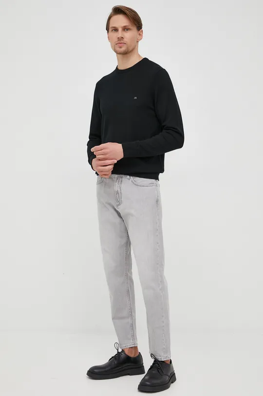 Calvin Klein Vlnený sveter čierna