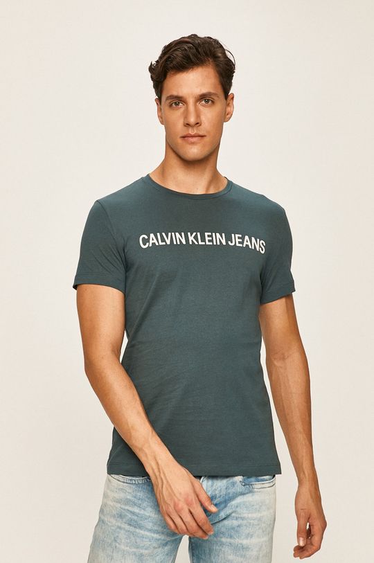 ocelová modrá Calvin Klein Jeans - Tričko Pánský