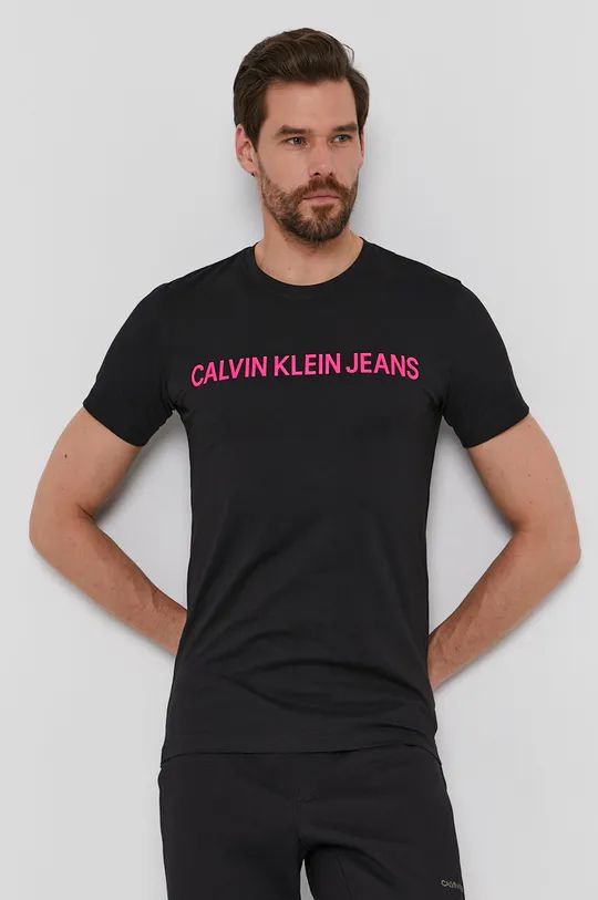czarny Calvin Klein Jeans - T-shirt J30J307856 Męski