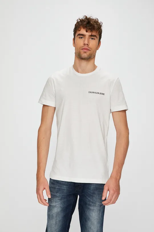biały Calvin Klein Jeans - T-shirt J30J307852 Męski