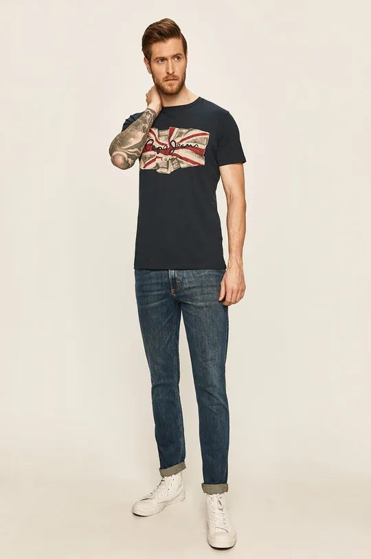 Pepe Jeans - Pánske tričko tmavomodrá