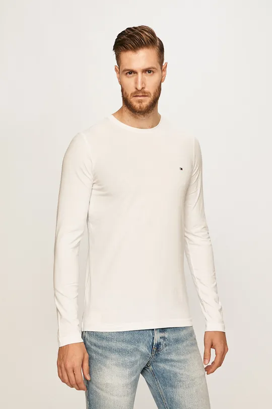 biela Tommy Hilfiger - Pánske tričko s dlhým rukávom Pánsky
