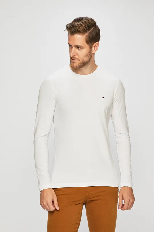 biela Tommy Hilfiger - Pánske tričko s dlhým rukávom Pánsky
