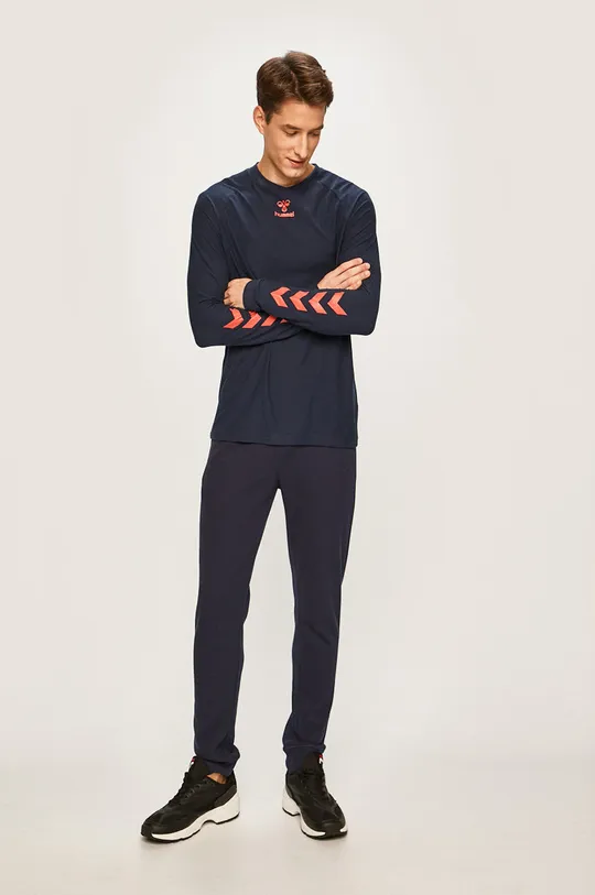 Hummel - Pánske tričko s dlhým rukávom tmavomodrá