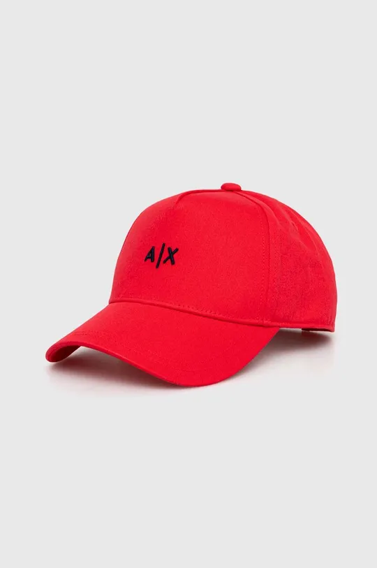 czerwony Armani Exchange czapka z daszkiem bawełniana Męski