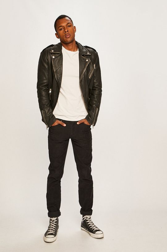 Calvin Klein Jeans - Kožená bunda čierna