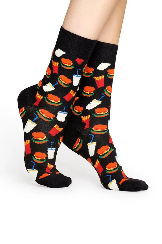 Happy Socks nogavice Hamburger črna