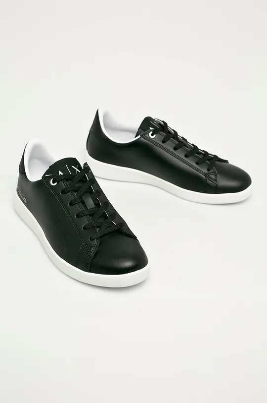 Armani Exchange - Kožená obuv čierna
