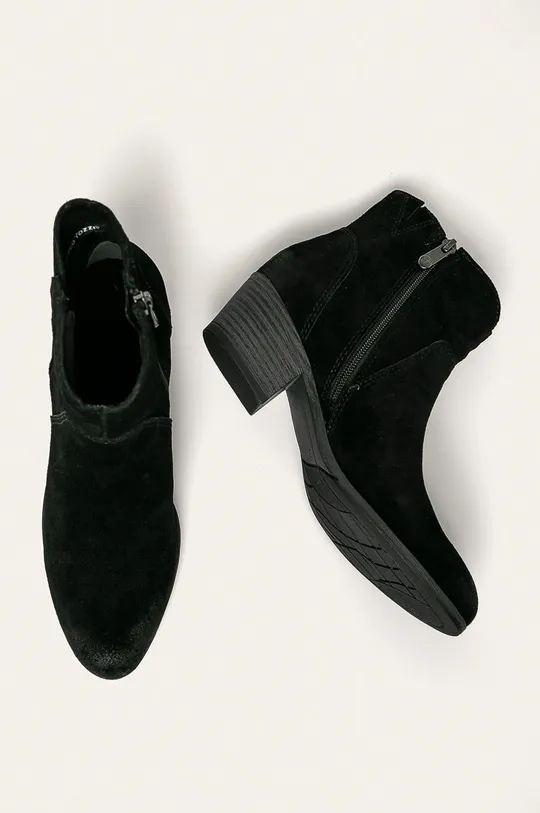 čierna Marco Tozzi - Kožené členkové topánky