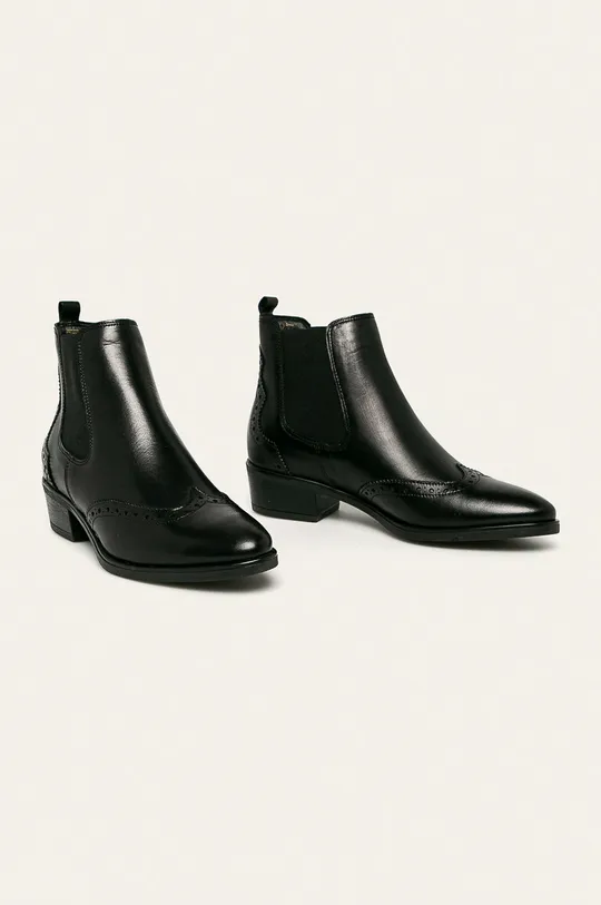 Tamaris - Kožené kovbojské topánky čierna