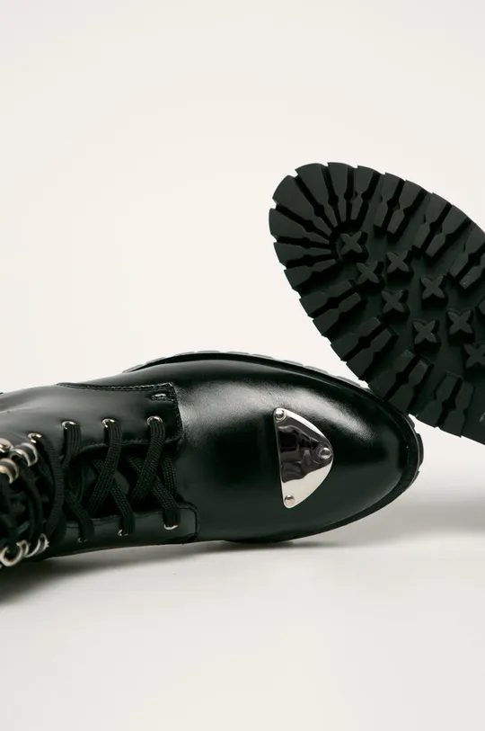 čierna Solo Femme - Kožené členkové topánky