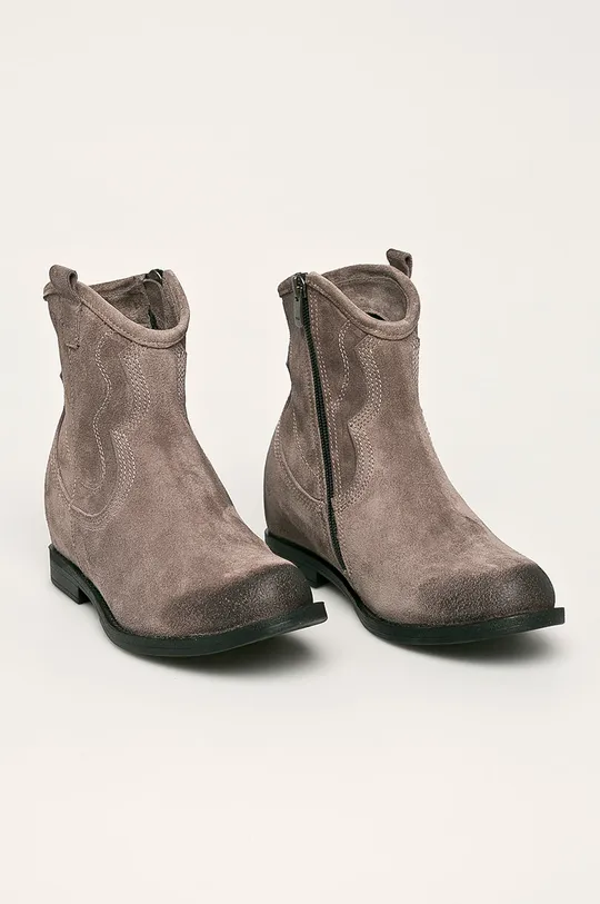 Badura - Kožené členkové topánky sivá