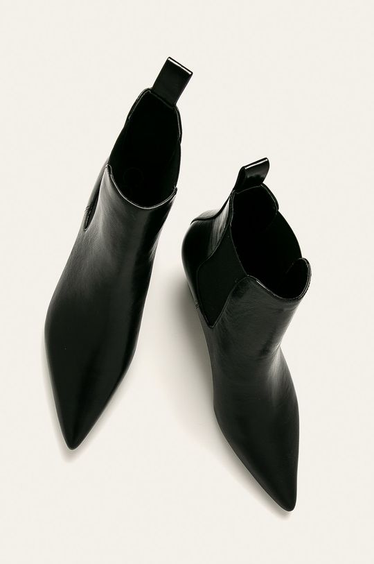 černá Calvin Klein - Kožené kotníkové boty