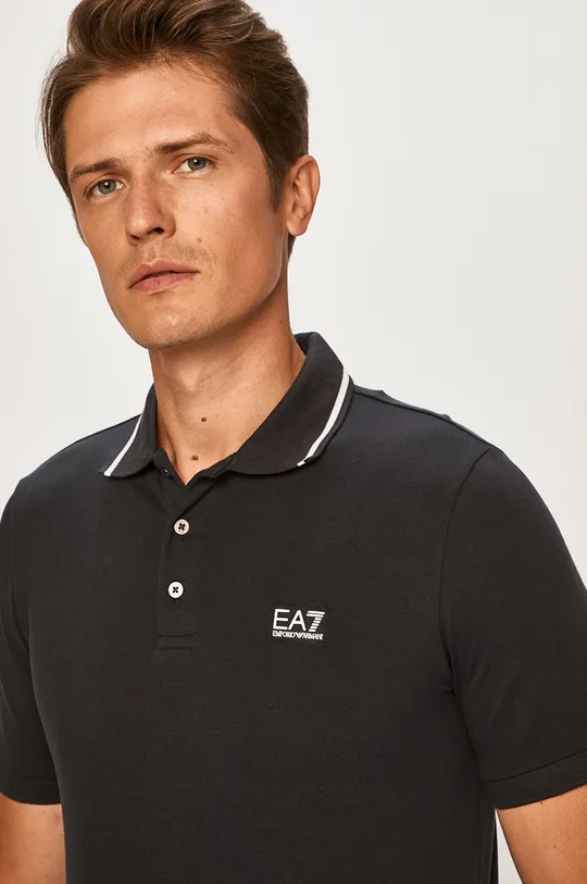 tmavomodrá EA7 Emporio Armani - Pánske polo tričko Pánsky
