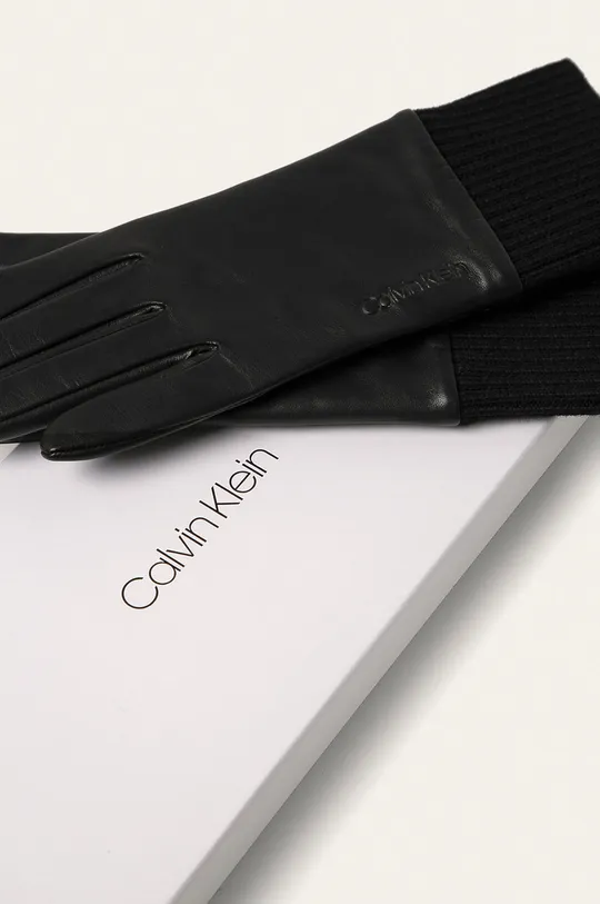 Calvin Klein - Kožené rukavice čierna