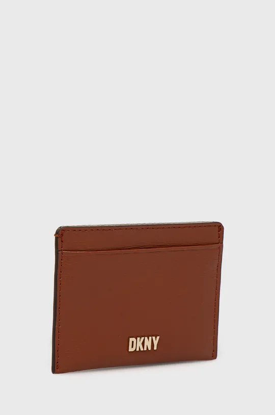 Δερμάτινη θήκη για κάρτες DKNY καφέ
