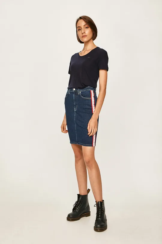 Calvin Klein Jeans - Rifľová sukňa tmavomodrá