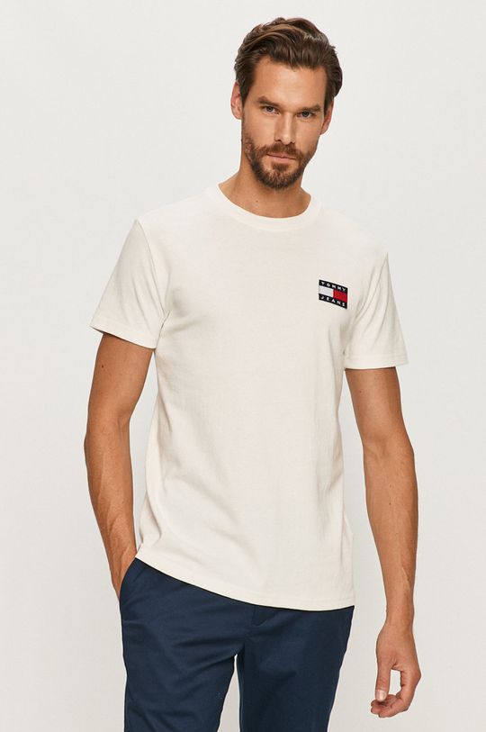 biały Tommy Jeans - T-shirt DM0DM06595 Męski