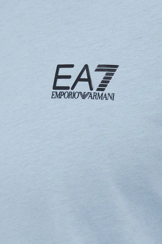 světle modrá Bavlněné tričko EA7 Emporio Armani