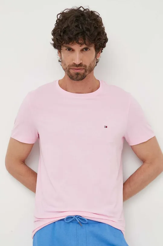 różowy Tommy Hilfiger t-shirt Męski