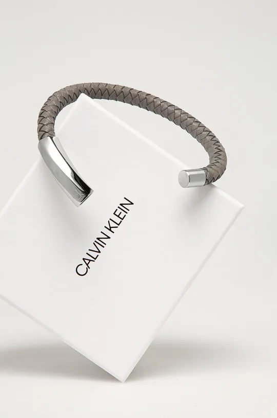 Calvin Klein - Kožený náramok sivá