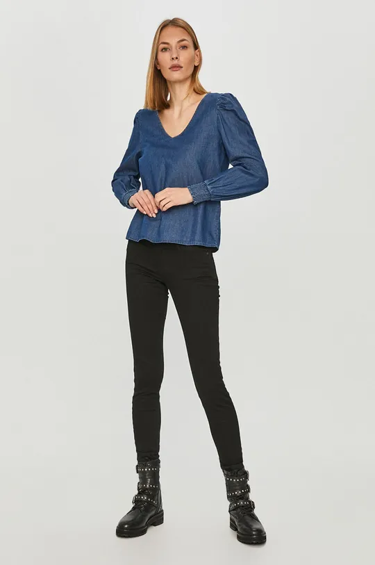 Jacqueline de Yong - Bluzka jeansowa niebieski