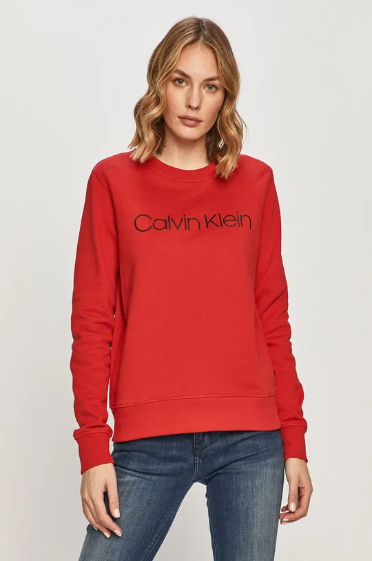 červená Calvin Klein - Bavlnená mikina Dámsky