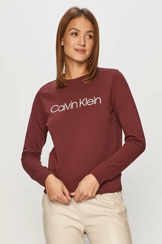 burgundské Calvin Klein - Bavlnená mikina Dámsky