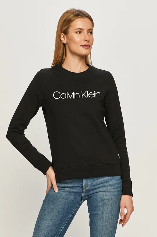 črna Calvin Klein bombažni pulover Ženski