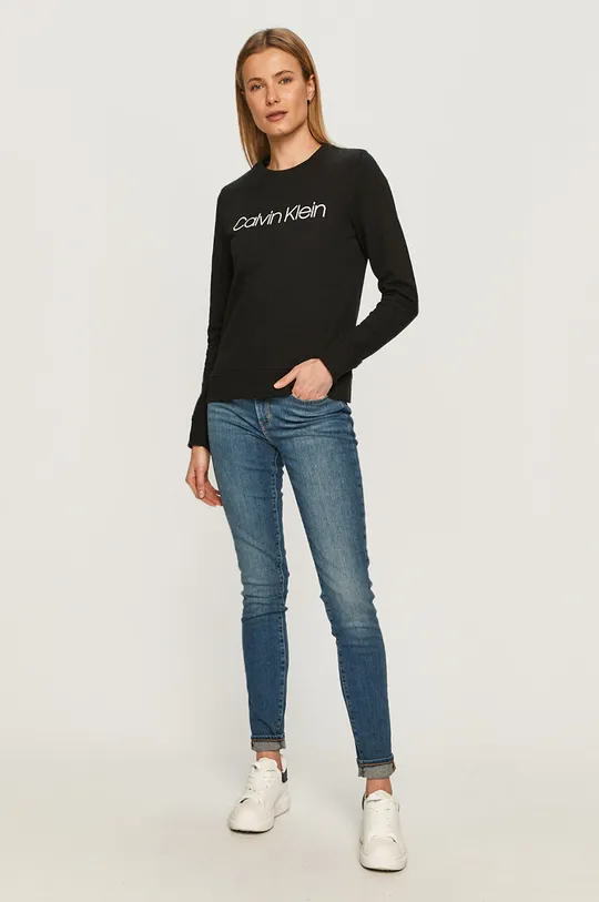 Calvin Klein bombažni pulover črna