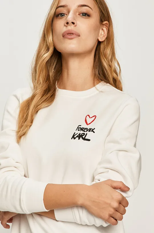 biały Karl Lagerfeld - Bluza bawełniana 205W1810