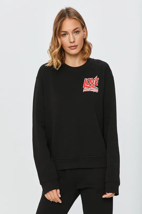 czarny Love Moschino - Bluza Damski