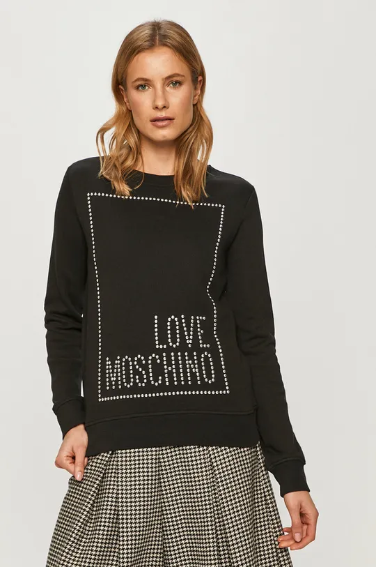 čierna Love Moschino - Bavlnená mikina