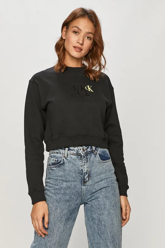 čierna Calvin Klein Jeans - Bavlnená mikina Dámsky
