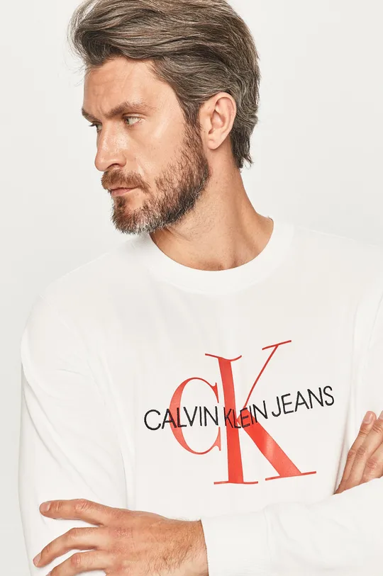 biały Calvin Klein Jeans - Bluza J30J315595 Męski