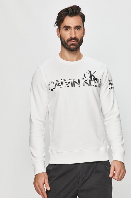 bílá Calvin Klein Jeans - Bavlněná mikina Pánský